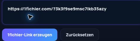 Echter 1fichier.com-Link im MultiDebrid-Eingabefeld. Zum Vergrößern öffnen.