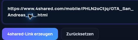Echter 4shared.com-Link im MultiDebrid-Eingabefeld. Zum Vergrößern öffnen.