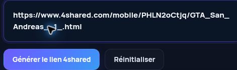 Véritable lien 4shared.com dans le champ MultiDebrid. Ouvrez pour agrandir.