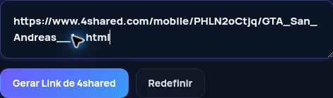 Link real do 4shared.com no campo do MultiDebrid. Abra para ampliar.