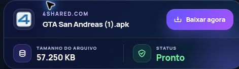 Resultado real do 4shared.com: nome, tamanho e próxima ação. Abra para ampliar.