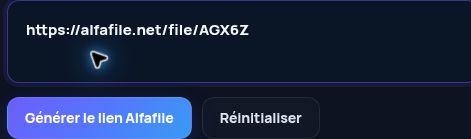 Véritable lien Alfafile.net dans le champ MultiDebrid. Ouvrez pour agrandir.