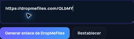 Enlace real de DropMeFiles.com en el campo de MultiDebrid. Ábrelo para ampliar.