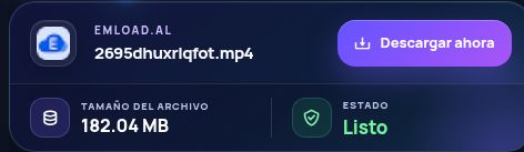 Resultado real de Emload.al: nombre, tamaño y siguiente acción. Ábrelo para ampliar.