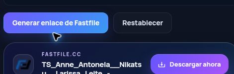 Resultado real de Fastfile.cc: nombre, tamaño y siguiente acción. Ábrelo para ampliar.