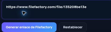 Enlace real de Filefactory.com en el campo de MultiDebrid. Ábrelo para ampliar.