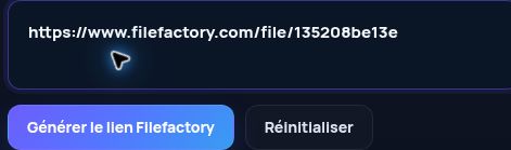 Véritable lien Filefactory.com dans le champ MultiDebrid. Ouvrez pour agrandir.