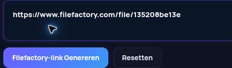 Echte Filefactory.com-link in het MultiDebrid-invoerveld. Open om te vergroten.