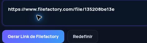 Link real do Filefactory.com no campo do MultiDebrid. Abra para ampliar.