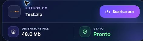 Risultato reale di Filefox.cc: nome, dimensione e azione successiva. Apri per ingrandire.