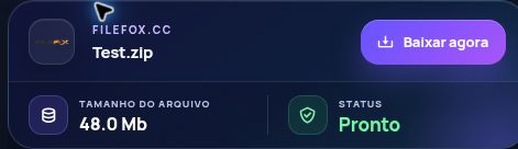 Resultado real do Filefox.cc: nome, tamanho e próxima ação. Abra para ampliar.