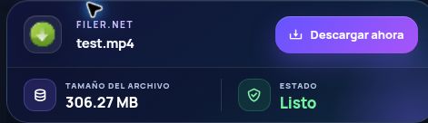 Resultado real de Filer.net: nombre, tamaño y siguiente acción. Ábrelo para ampliar.