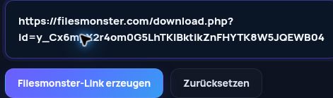 Echter Filesmonster.com-Link im MultiDebrid-Eingabefeld. Zum Vergrößern öffnen.