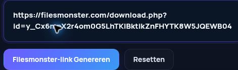 Echte Filesmonster.com-link in het MultiDebrid-invoerveld. Open om te vergroten.