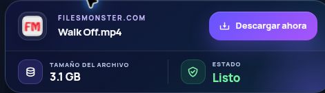 Resultado real de Filesmonster.com: nombre, tamaño y siguiente acción. Ábrelo para ampliar.