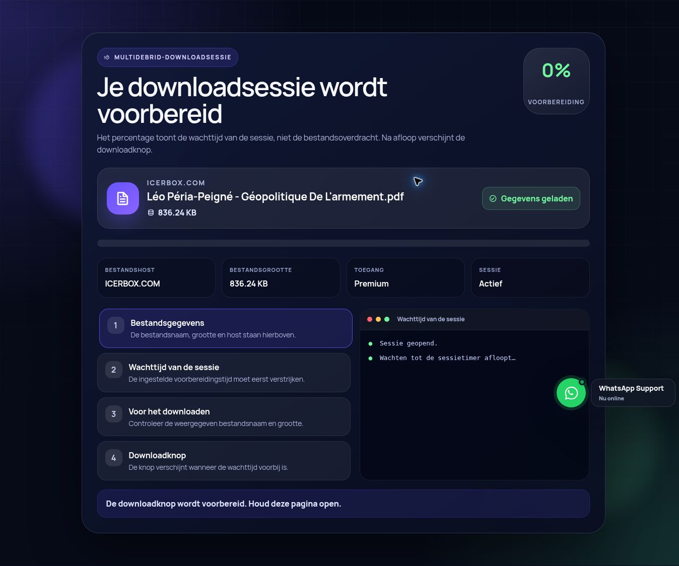 Echte IcerBox.com-downloadsessie. Open om te vergroten.
