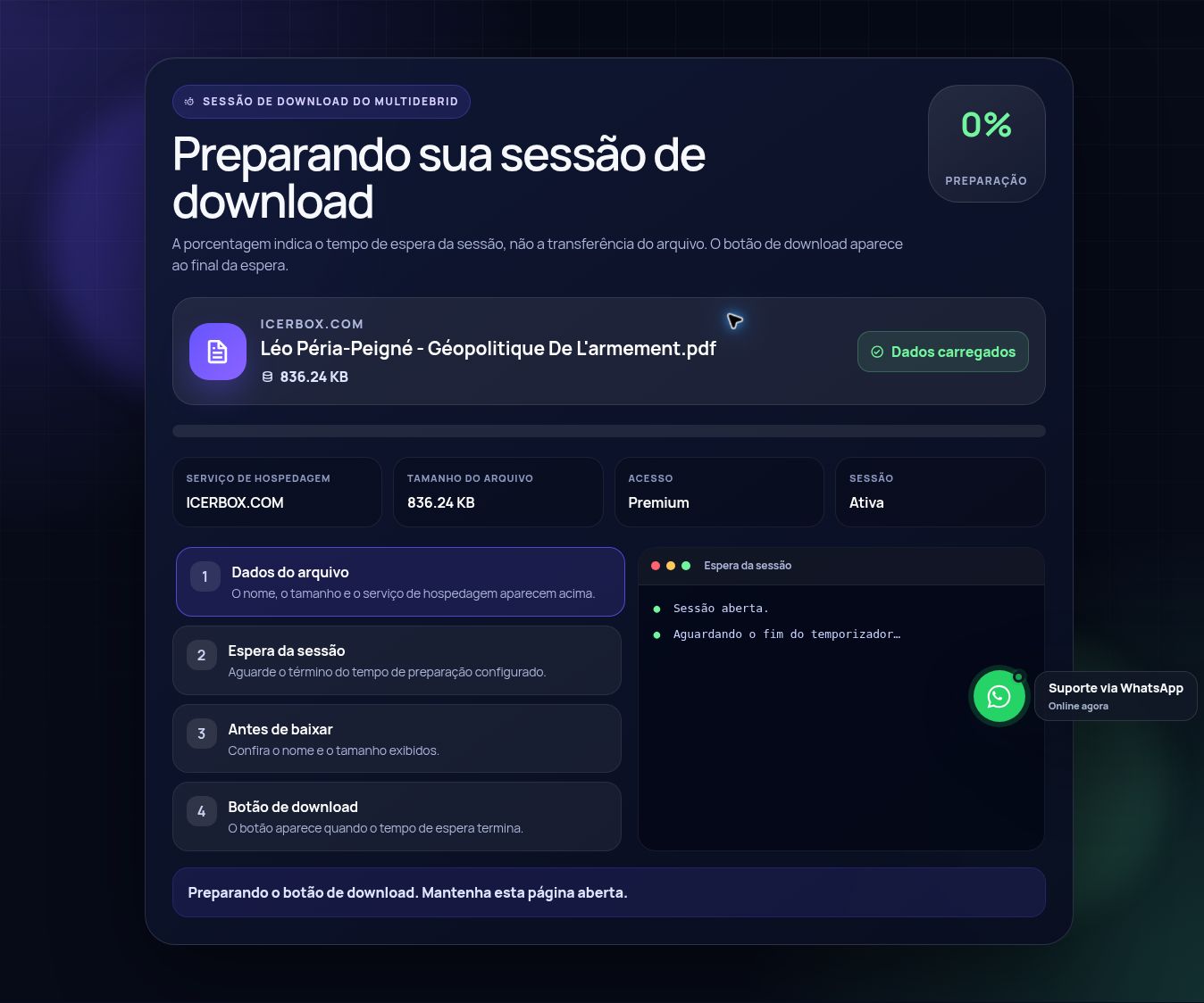 Tela real da sessão de download do IcerBox.com. Abra para ampliar.