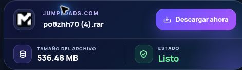 Resultado real de Jumploads.com: nombre, tamaño y siguiente acción. Ábrelo para ampliar.