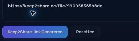 Echte Keep2Share.com-link in het MultiDebrid-invoerveld. Open om te vergroten.