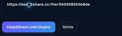 MultiDebrid kutusuna yapıştırılmış gerçek Keep2Share.com bağlantısı. Büyütmek için aç.