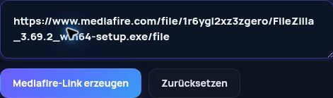 Echter Mediafire.com-Link im MultiDebrid-Eingabefeld. Zum Vergrößern öffnen.