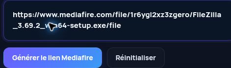 Véritable lien Mediafire.com dans le champ MultiDebrid. Ouvrez pour agrandir.