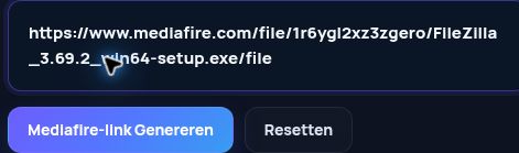 Echte Mediafire.com-link in het MultiDebrid-invoerveld. Open om te vergroten.