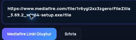 MultiDebrid kutusuna yapıştırılmış gerçek Mediafire.com bağlantısı. Büyütmek için aç.