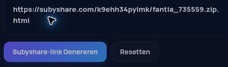 Echte Subyshare.com-link in het MultiDebrid-invoerveld. Open om te vergroten.