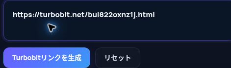 MultiDebridの入力欄に貼り付けた実際のTurbobit.netリンク。開くと拡大できます。