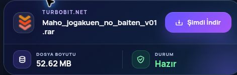 Gerçek Turbobit.net sonucu: dosya adı, boyut ve sonraki işlem. Büyütmek için aç.