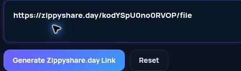 Real Zippyshare.day link in the MultiDebrid input. Open to enlarge.